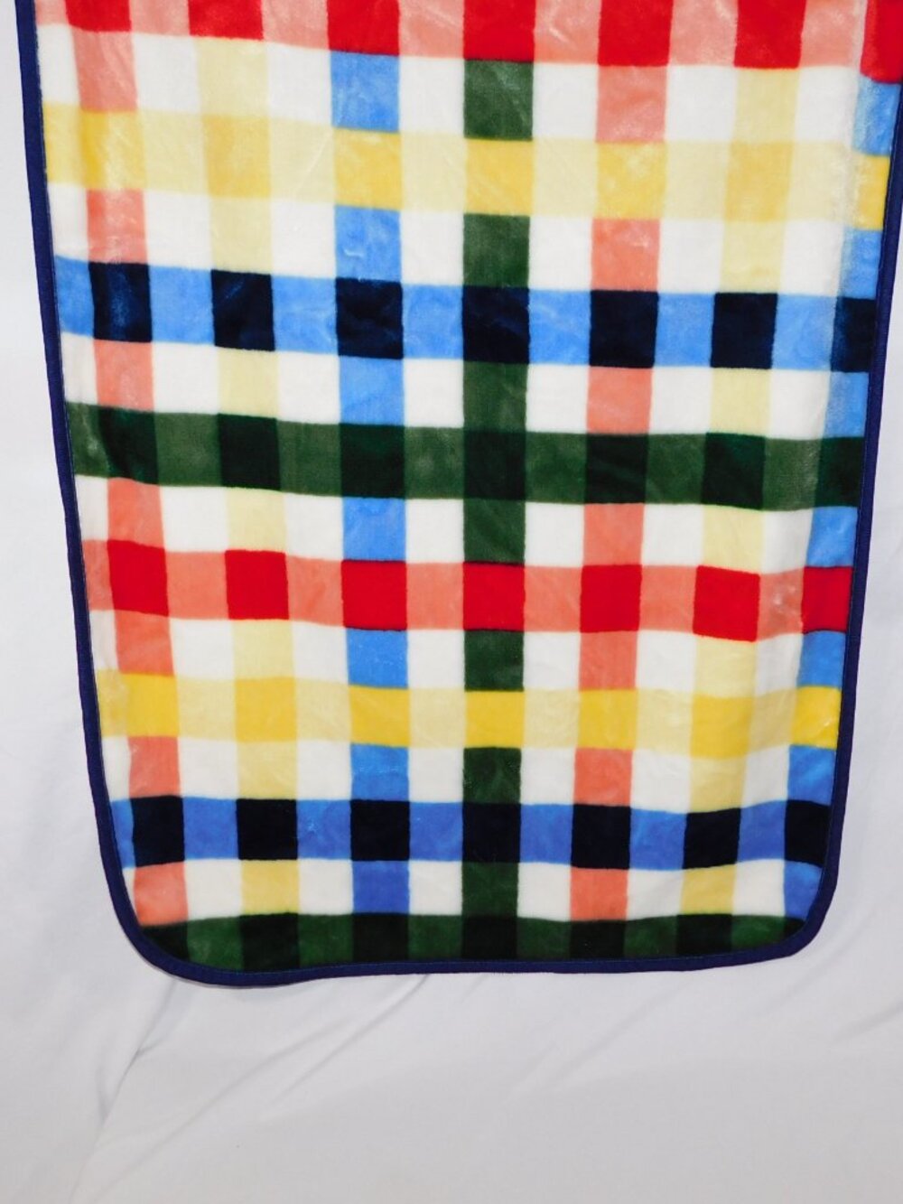 VTG Nemcor Multicolor Check Plaid Plush Fleece Baby Toddler Blanket 29" x 44" - Picture 2 of 6